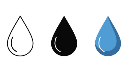 Water droplet icon set in different styles