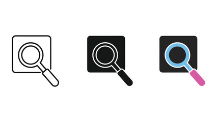 Magnifying glass icon set for search and investigation