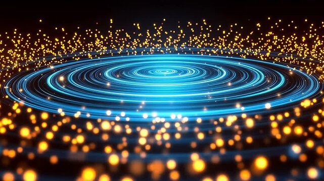 Blue light spiral with glowing particles