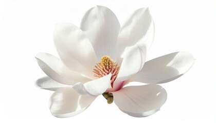 Obraz premium Elegant white magnolia flower in full bloom with soft petals and delicate natural beauty