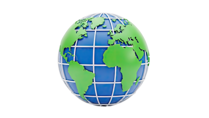 3D Globe with Continents and Grid