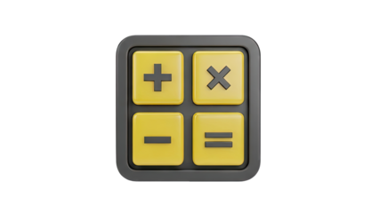 3D Calculator Icon with Basic Arithmetic Symbols