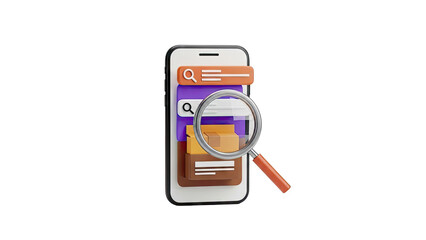 3D Illustration of Mobile Search for Packages