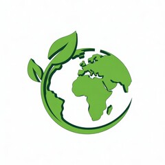 Obraz premium A green simplified icon representing the earth with a growing plant.