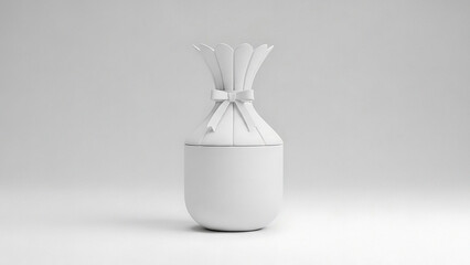 White Ceramic Vase with Ribbon and Petal on