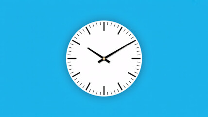 Modern minimalist white clock on blue background