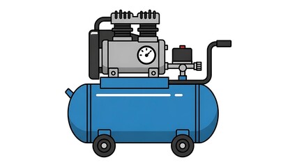 Obraz premium Blue Air Compressor Machine Illustration.