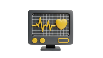 3D ECG Monitor with Heart Symbol