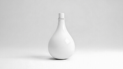 White Bottle with White Cap on Light Gray Background container liquid