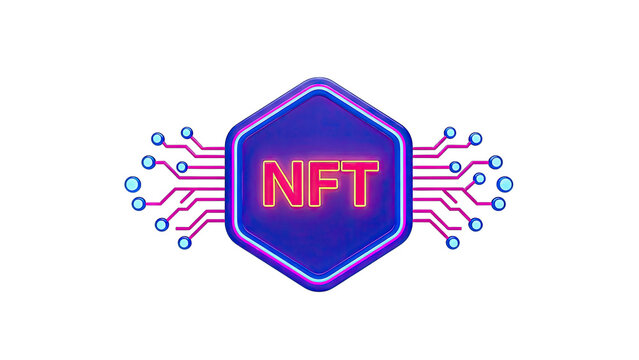 3D NFT Logo with Circuit Board Design - Powered by Adobe
