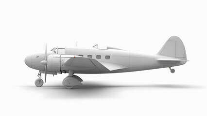 Gray Vintage Airplane with Tail Wheel Landing Gear in Front View