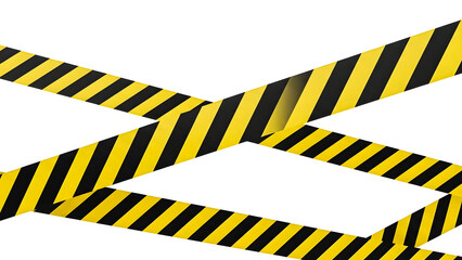 Caution tape crossing over a scene with striped pattern
