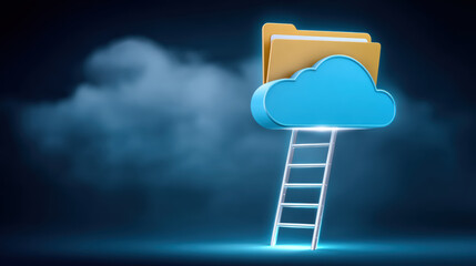 Secure cloud storage folder with ladder for safe data transfer