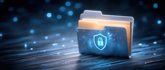 Secure digital folder shield guarding private data transfer in safe cyberspace