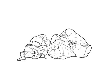 Rocks and Stones Piled Together for Landscaping, Garden Decor, or Construction Projects, Outdoor Use © Shamim