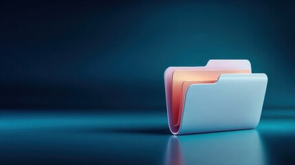 Glowing digital file folder icon representing secure data transfer