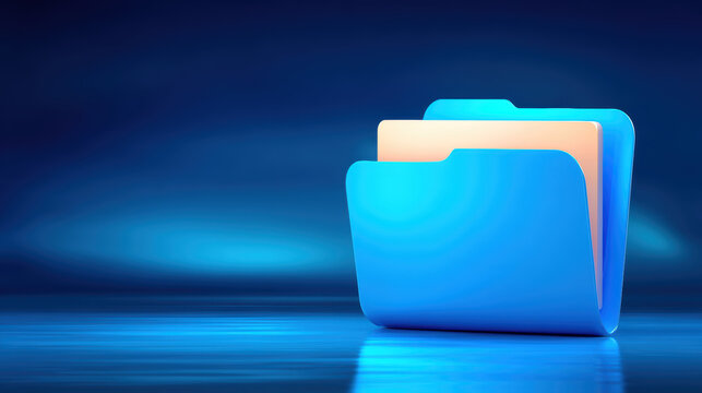 Safe blue file folder icon for digital data transfer and document storage