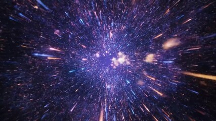 Cosmic Voyage Through Hyperdrive: Dynamic Space Travel with Particle Effects and Starfield, Captivating Abstract Background