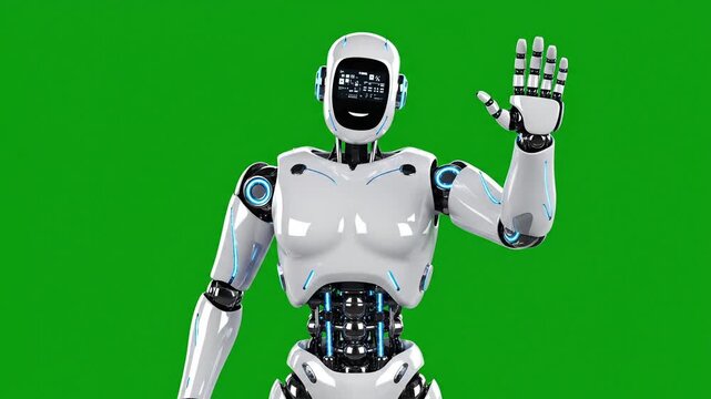 Advanced humanoid robot with screen face interacting dynamically