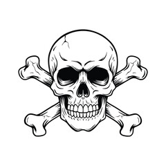 Skull and Crossbones Line Art Illustration, Skull head vector