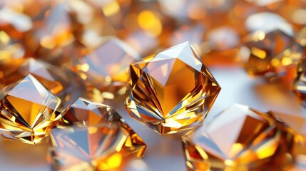 Close-up view of many multifaceted gemstones.