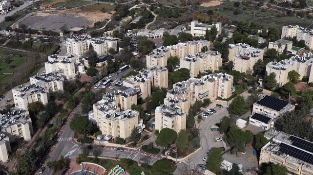 Aerial Kiryat Arba Neighborhood Israel

Drone footage of residential blocks, streets, and green areas in Kiryat Arba, November 2025, Israel
