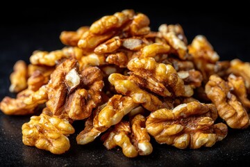 Obraz premium Roughly Chopped Walnuts Showing Their Brain Like Texture Closeup