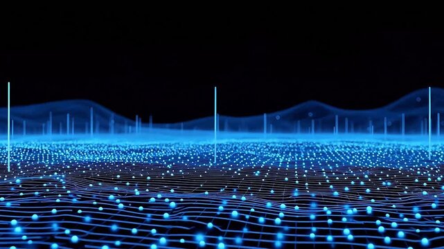 Digital network with glowing nodes