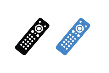 TV Remote Control Silhouette Icon Vector Illustration Isolated on White Background