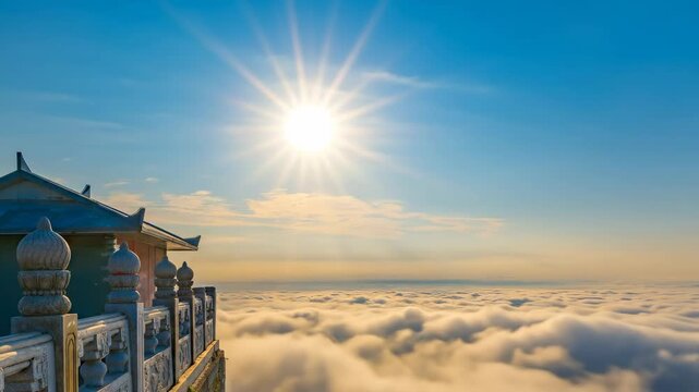 Time-lapse photography of the sea of ​​clouds at the summit of Mount Emei, China