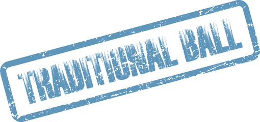 Distressed blue rubber stamp with traditional ball text for elegant dances and formal social gatherings