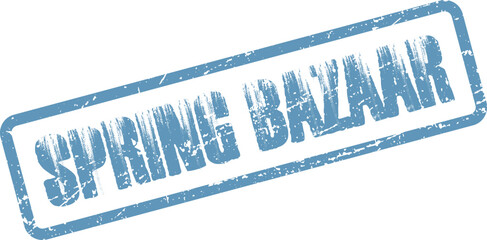 Light Blue Spring Bazaar Stamp Mark for Seasonal Market and Event Promotions