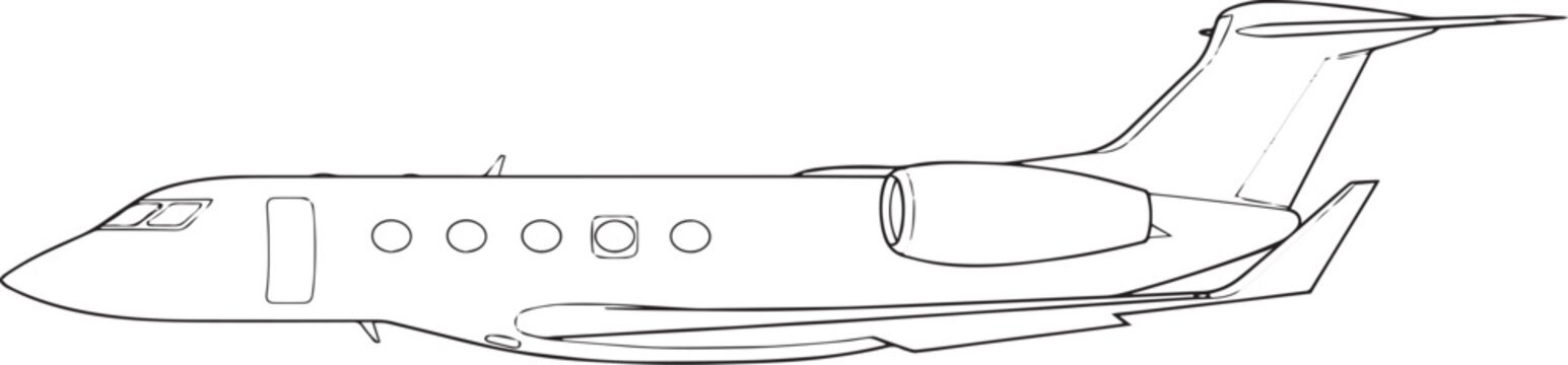 silhouette of clean vector of Gulfstream G650 isolated on white background
