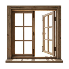 Fototapeta premium Open Rustic Wooden Window Frame Black Background