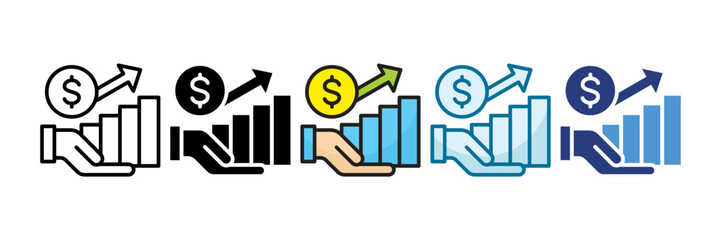 Market Growth Icon Set Multiple Style Collection