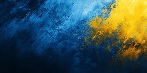 Abstract painting featuring a blend of blue and yellow hues with a textured brushstroke effect design