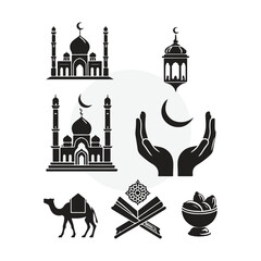 Eid icons in different style in vector