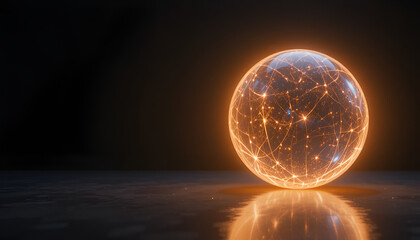 Glowing Energy Sphere Floating in Dark Space
