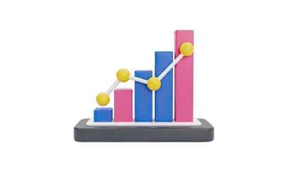 3D Bar Chart with Growing Trend Line