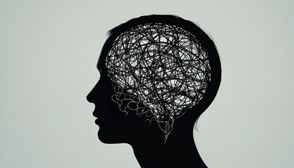 Human Head Silhouette Filled With Complex Neural Connections