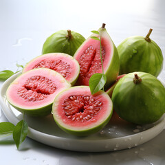 Sliced guava on a plate