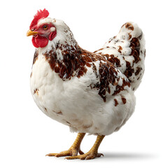 A speckled chicken pose