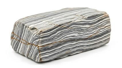 A marble box with striped pattern on a white background viewed from the side