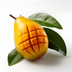 Sliced mango with leaves