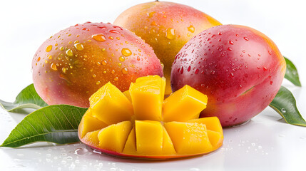 Fresh mangoes and slices