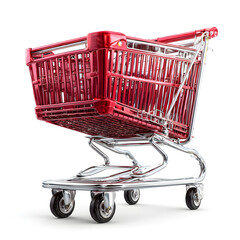 Red shopping cart angle