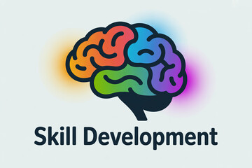 Vibrant brain illustration for skill development and learning concepts