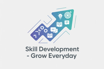 Skill development concept with icons for growth and learning