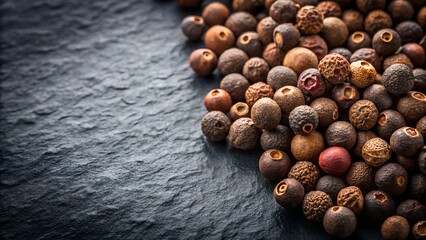 allspice berries whole close up on dark surface