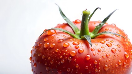 tomato whole close up with water droplets